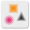 orange square, pink circle and black triangle
