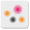 Big pink dot is connected to smaller orange and black dots